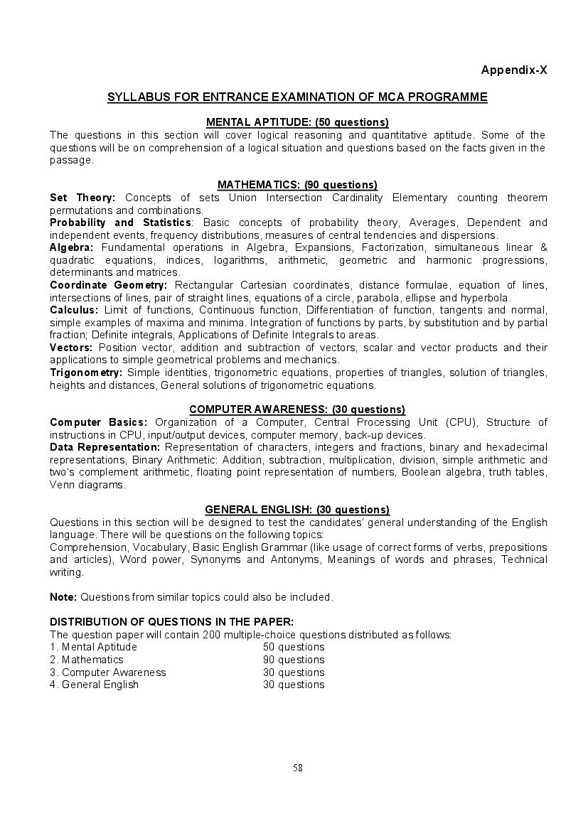 GBPUAT Entrance Exam 2022 Syllabus for MCA - Page 1