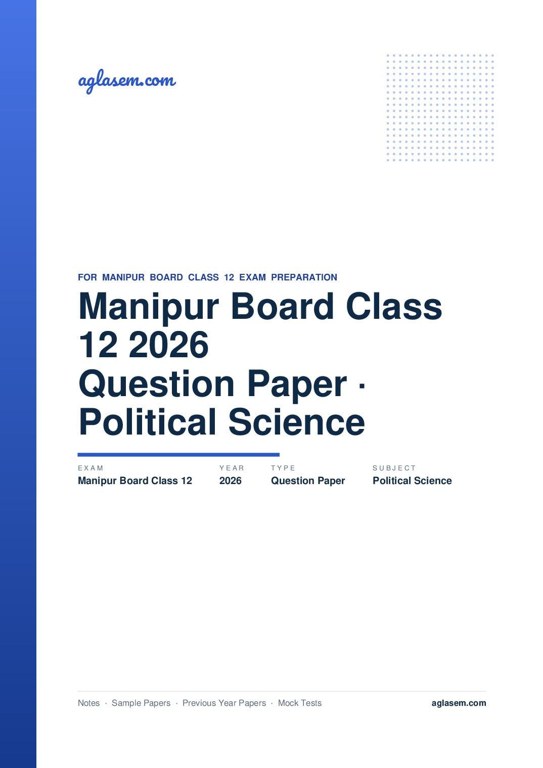 Manipur Board Class 12 Question Paper 2026 for Political Science - Page 1 of 9