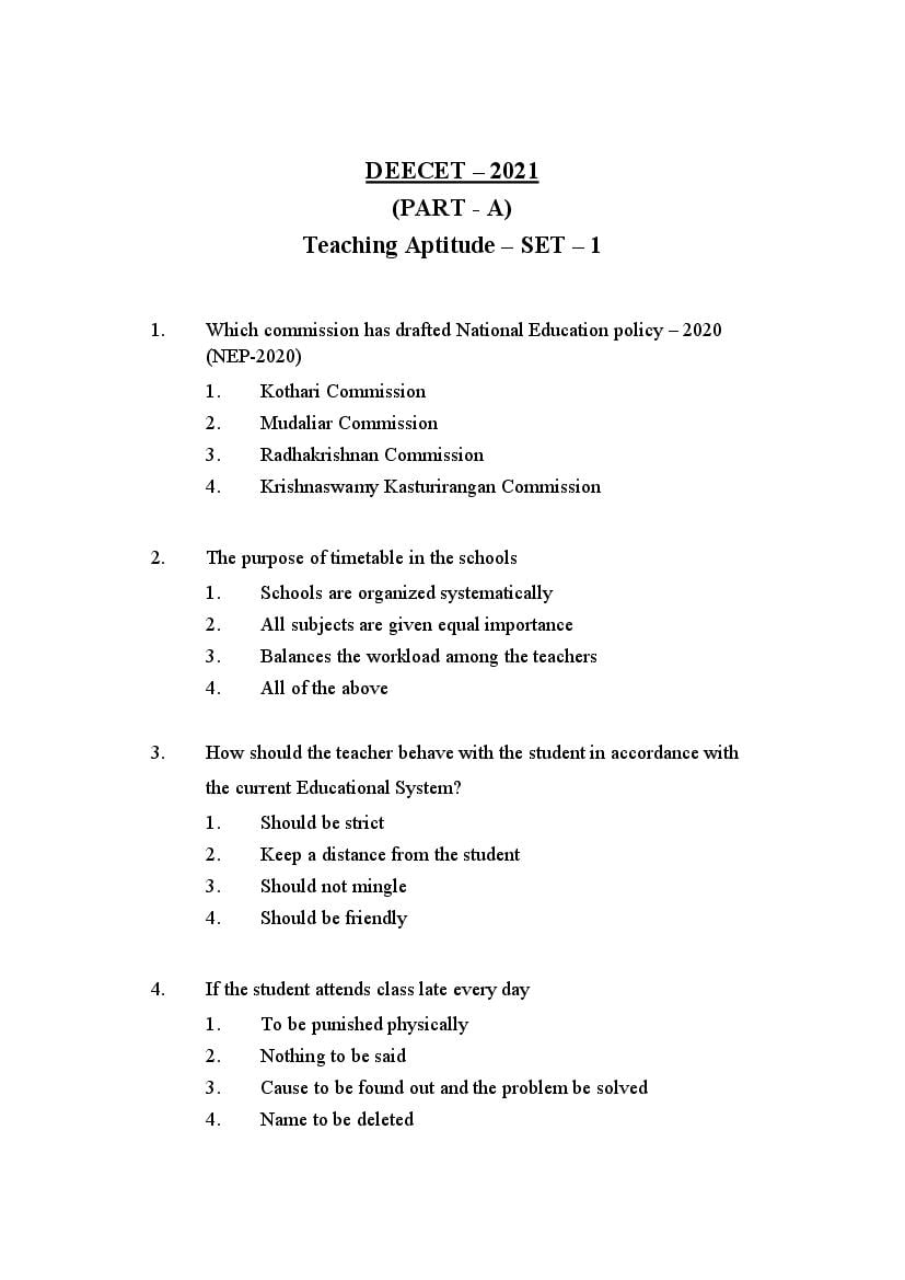 AP DEECET 2021 Question Paper for Social Studies - Page 1