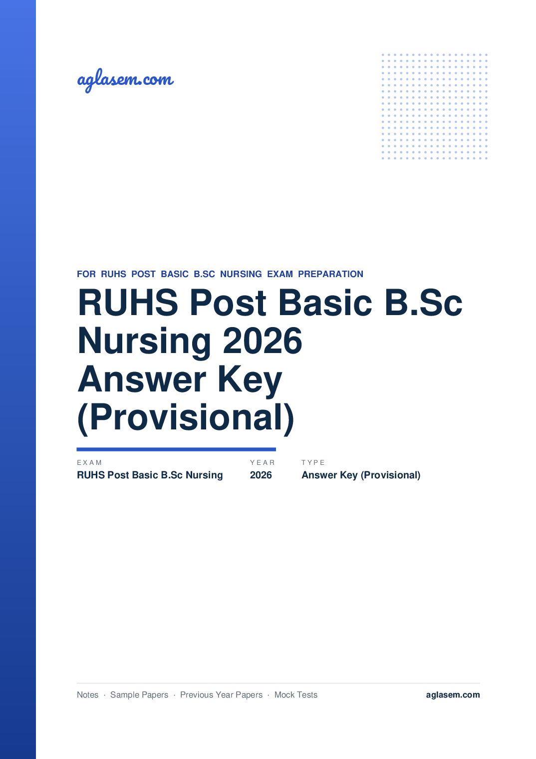 RUHS Post Basic B.Sc Nursing 2026 Answer Key (Provisional) - Page 1 of 5