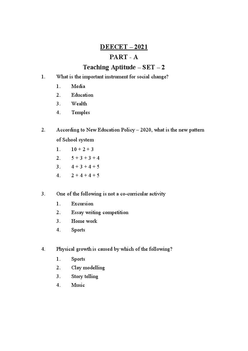 AP DEECET 2021 Question Paper for Physical Science - Page 1