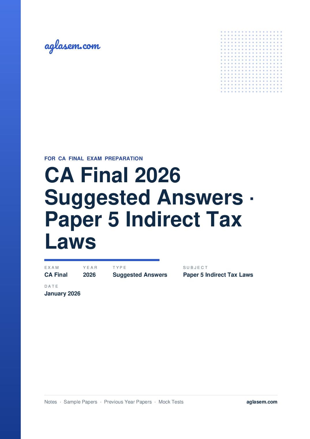CA Final January 2026 Suggested Answers Paper 5 Indirect Tax Laws - Page 1 of 37