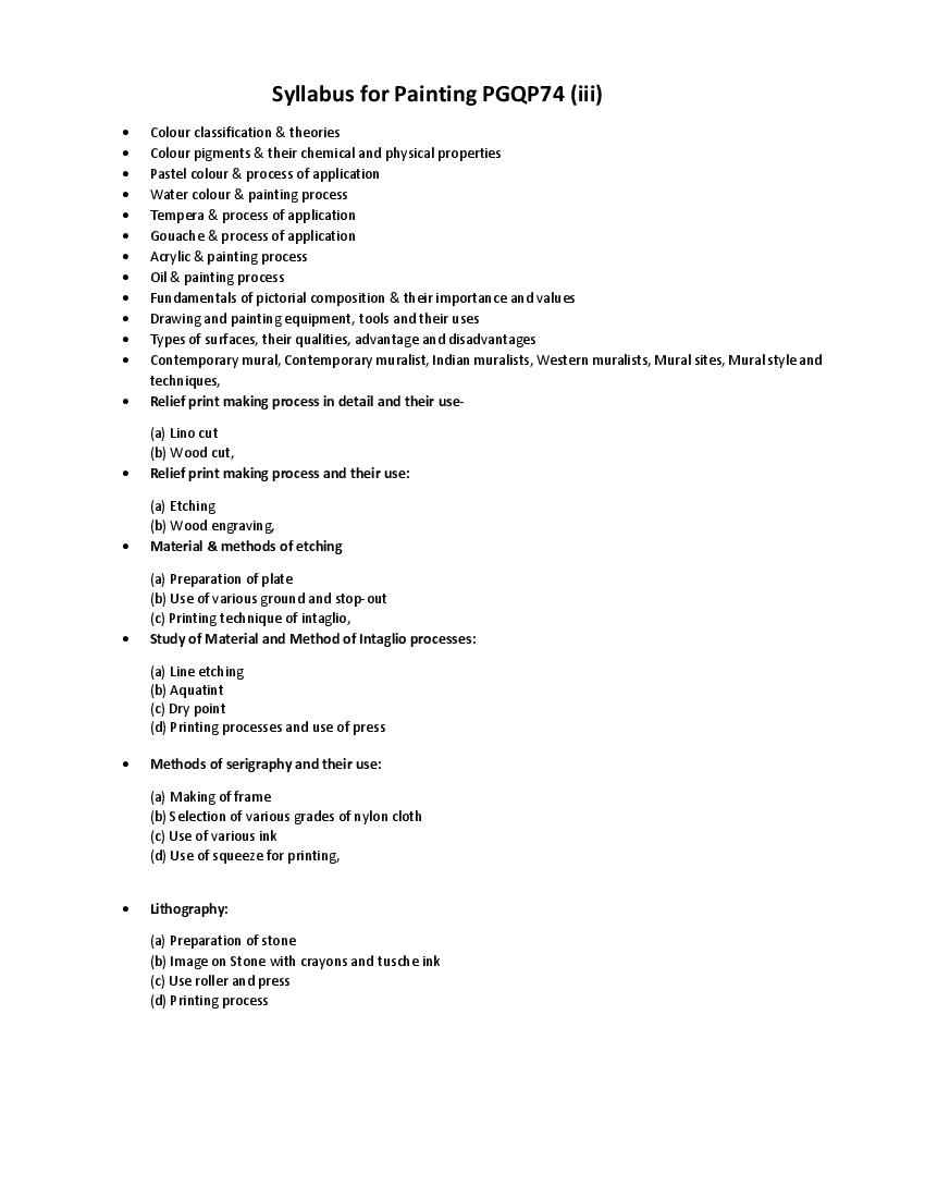 CUET PG 2022 Syllabus PGQP74 (iii) Painting - Page 1