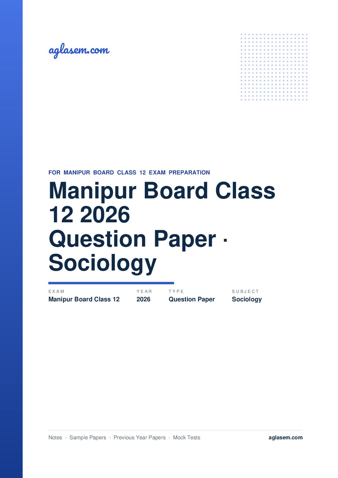 Manipur Board Class 12 Question Paper 2026 for Sociology - Page 1 of 8