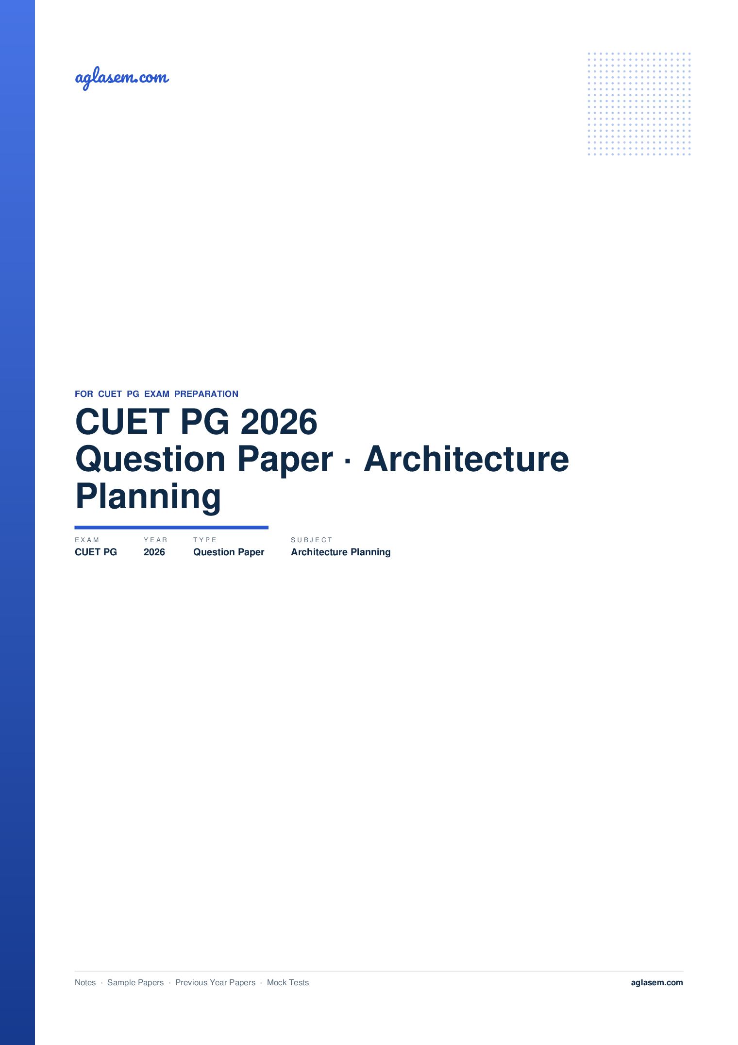 CUET PG 2026 Question Paper Architecture and Planning - Page 1 of 54