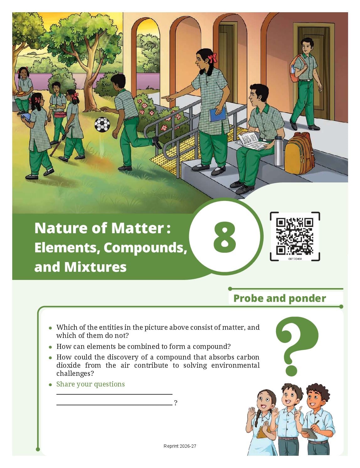NCERT Book Class 8 Science (Curiosity) Chapter 8 Nature of Matter: Elements, Compounds, and Mixtures - Page 1 of 18