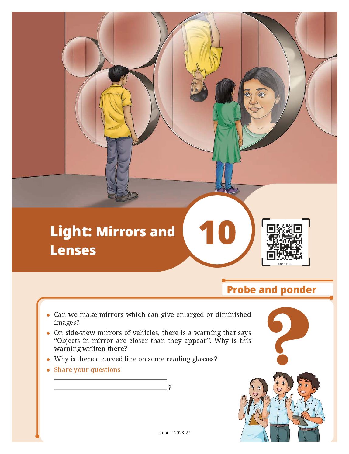 NCERT Book Class 8 Science (Curiosity) Chapter 10 Light: Mirrors and Lenses - Page 1 of 18