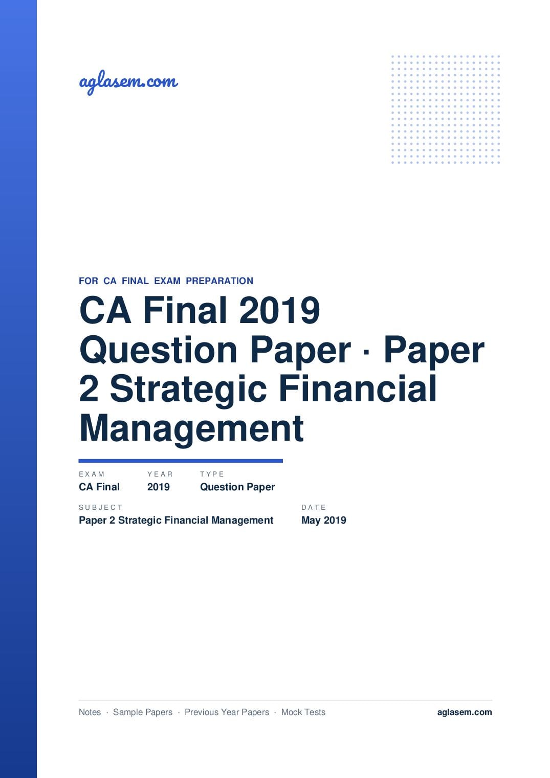 CA Final May 2019 Question Paper Paper 2 Strategic Financial Management - Page 1 of 12