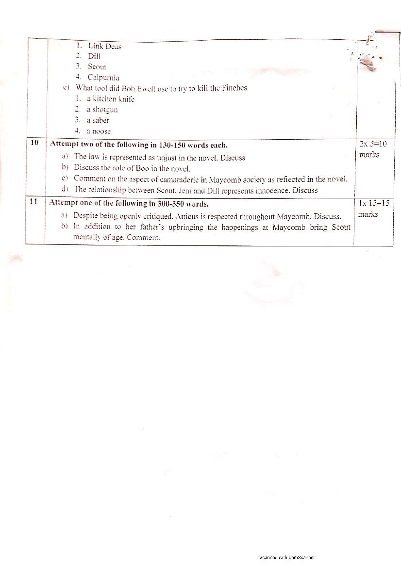 JKBOSE Class 12th Model Paper Of English Literature PDF JKBOSE 12th 