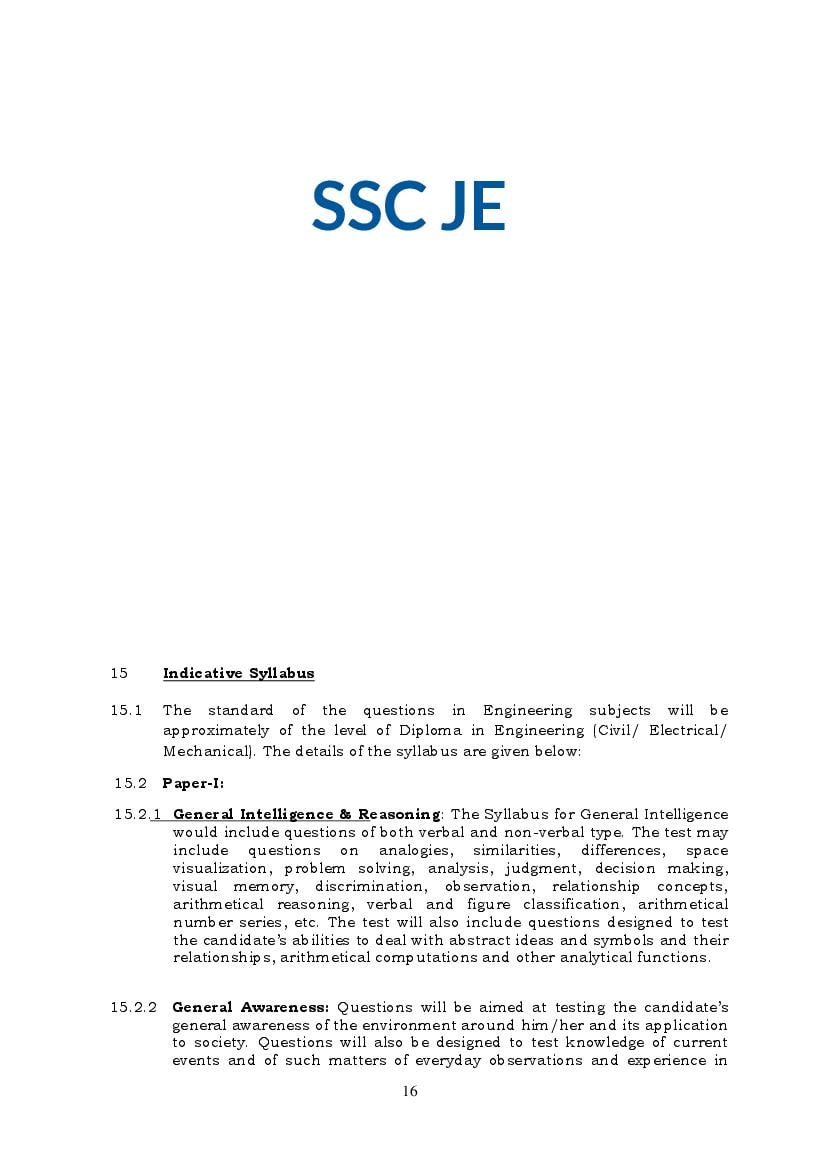 SSC JE Syllabus 2023 (PDF) – Download Here - AglaSem Career