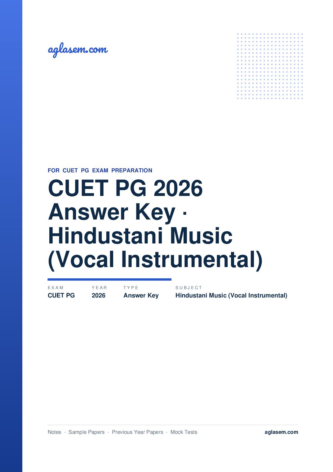 CUET PG 2026 Answer Key Hindustani Music (Vocal-Instrumental) - Page 1 of 2