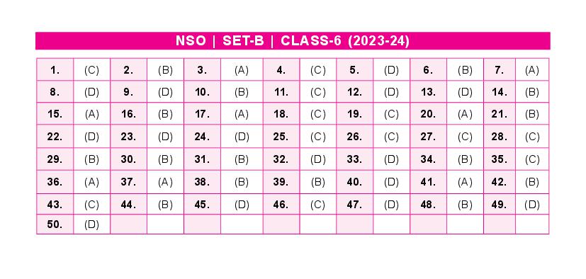 SOF NSO 2024 Answer Key Set-B Class 6 - Page 1