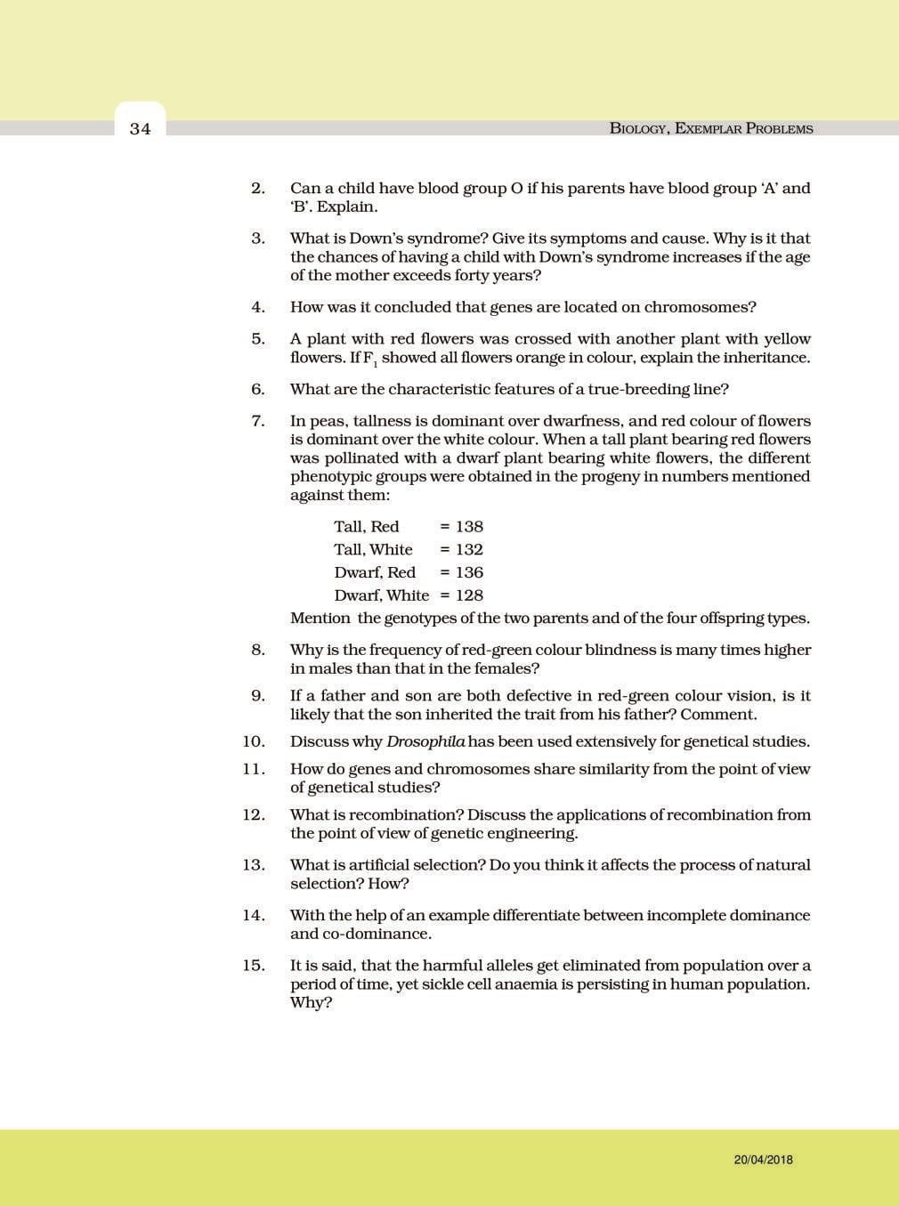 NCERT Exemplar Class 12 Biology Chapter 5 Principle of Inheritance and Variation