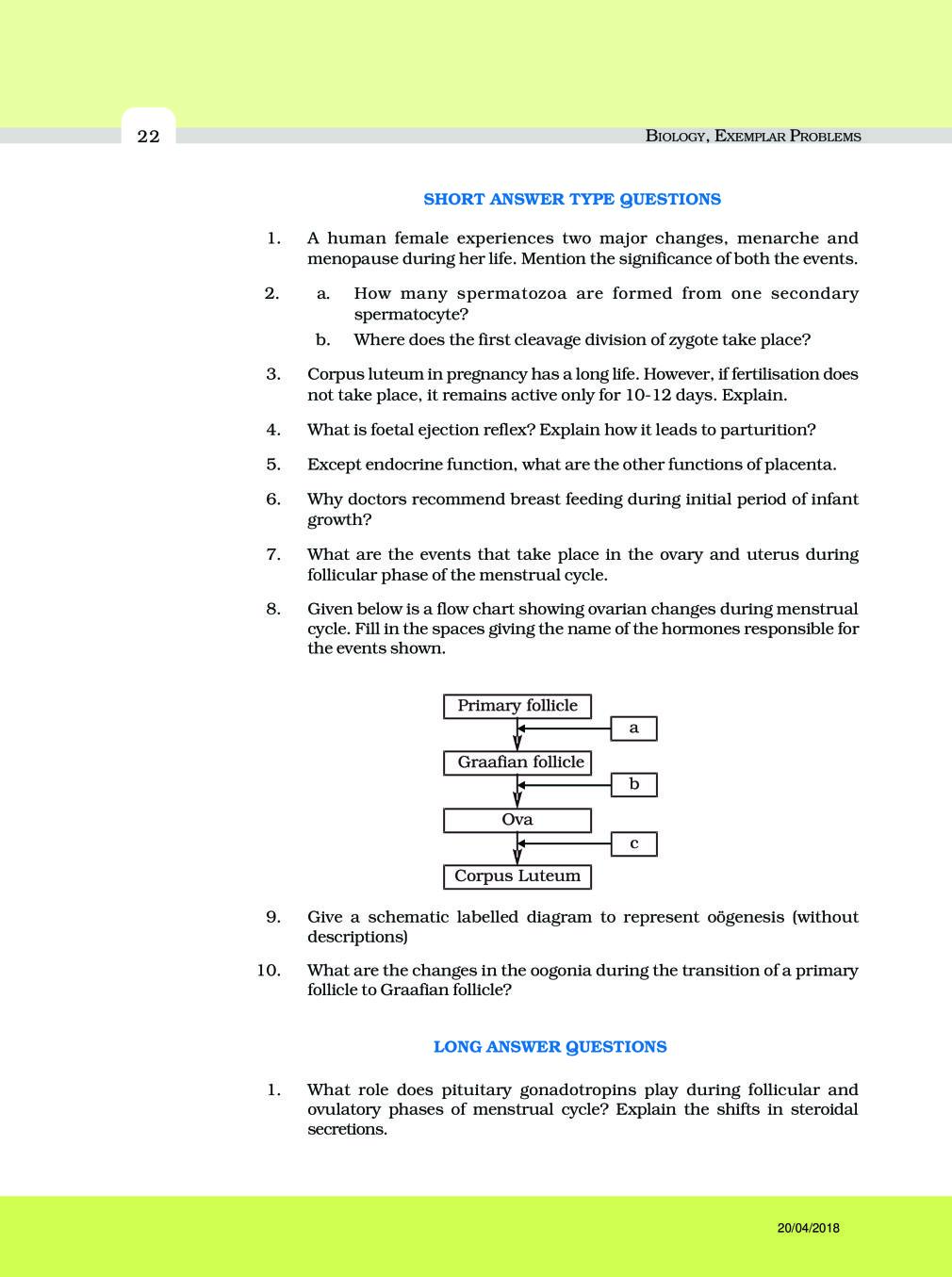 NCERT Exemplar Class 12 Biology Chapter 3 Human Reproduction