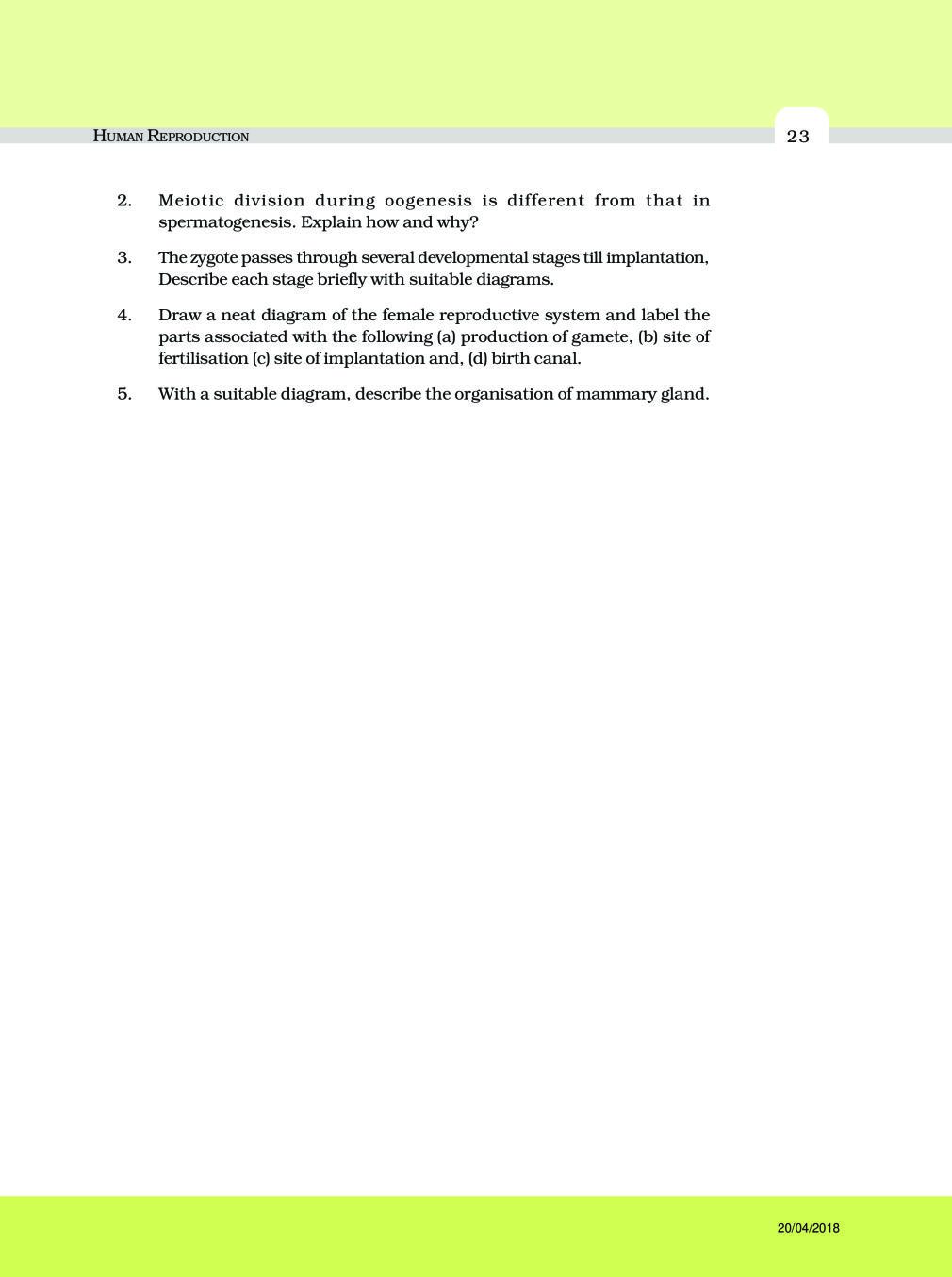 NCERT Exemplar Class 12 Biology Chapter 3 Human Reproduction
