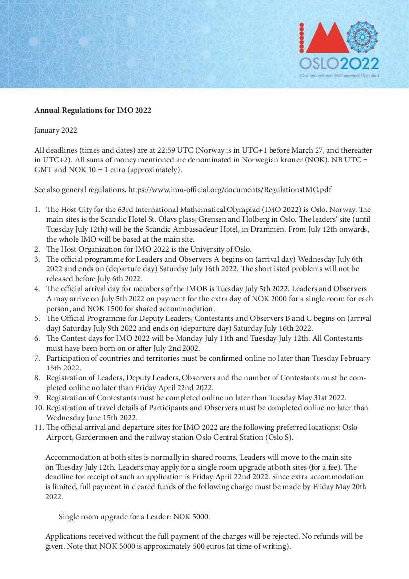 63rd IMO 2022 Annual Regulations - Page 1