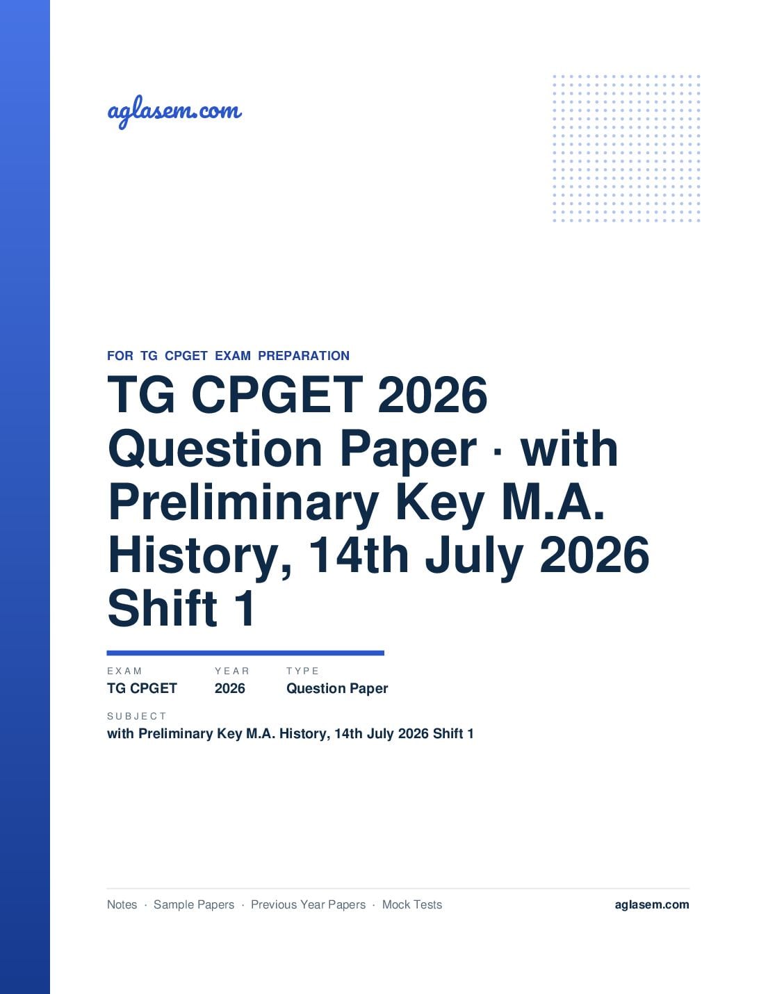 TG CPGET 2026 Question Paper with Preliminary Key M.A. History, 14th July 2026 Shift 1 - Page 1 of 57