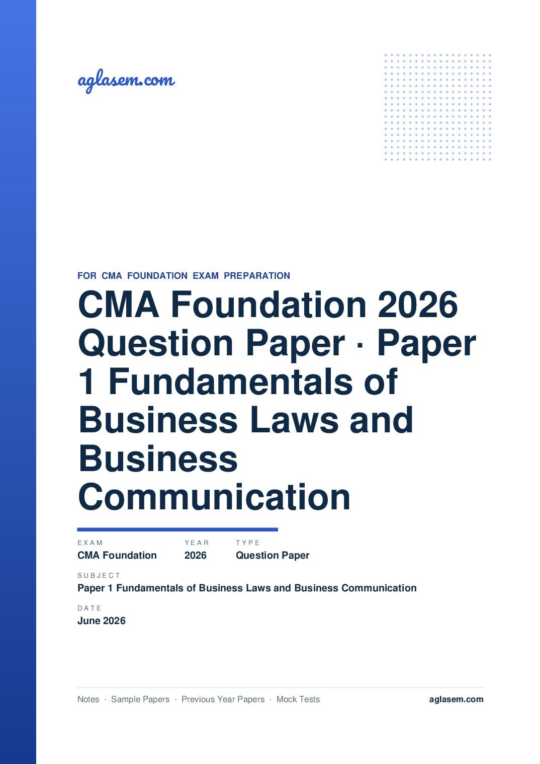 CMA Foundation June 2026 Question Paper Paper 1 Fundamentals of Business Laws and Business Communication - Page 1 of 9