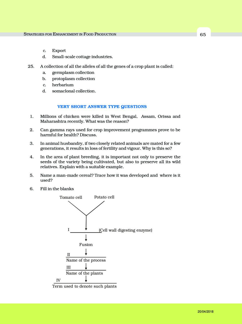 NCERT Exemplar Class 12 Biology Chapter 9 Strategies for Enhancement in Food Production
