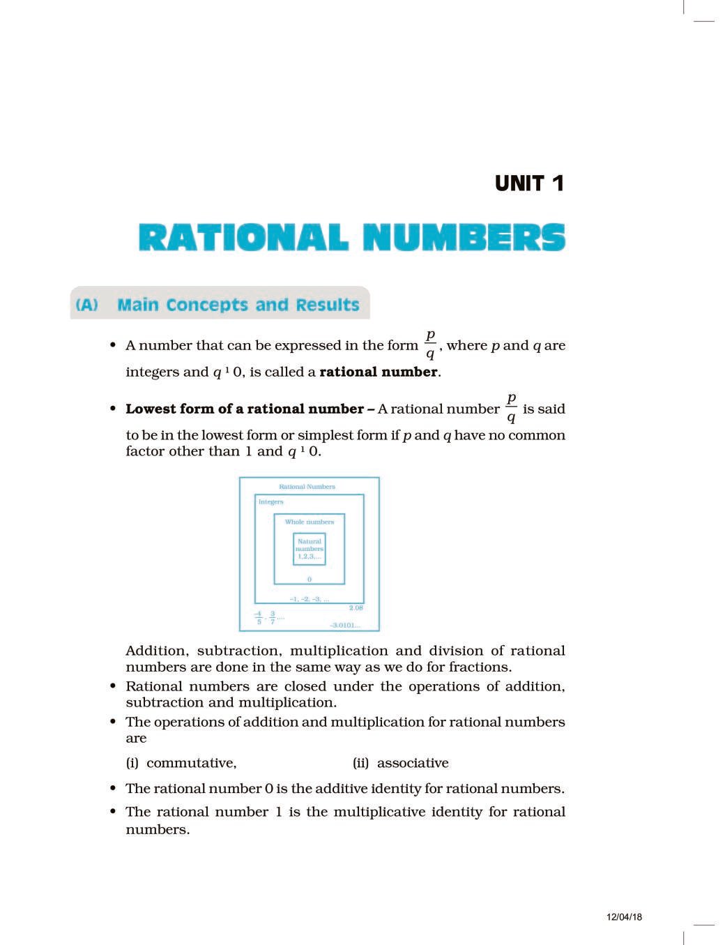 NCERT Exemplar Class 08 Maths Unit 1 Rational Numbers - Page 1