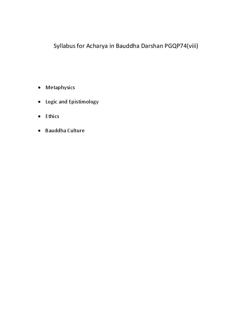 CUET PG 2022 Syllabus PGQP74 (viii) Acharya in Bauddha Darhan - Page 1 of 1