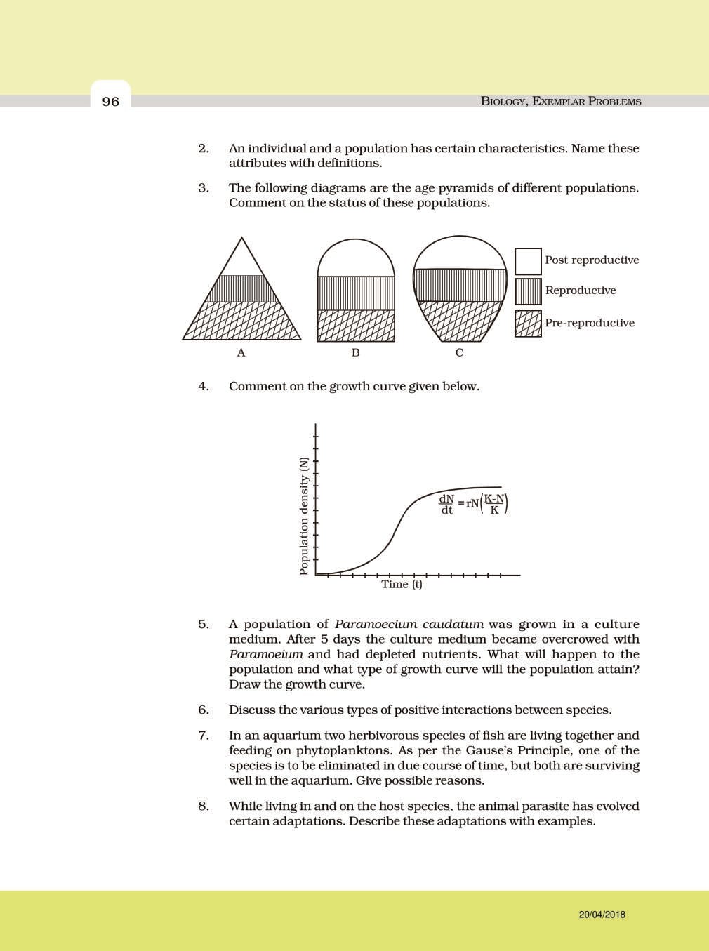 NCERT Exemplar Class 12 Biology Chapter 13 Organisms and Populations