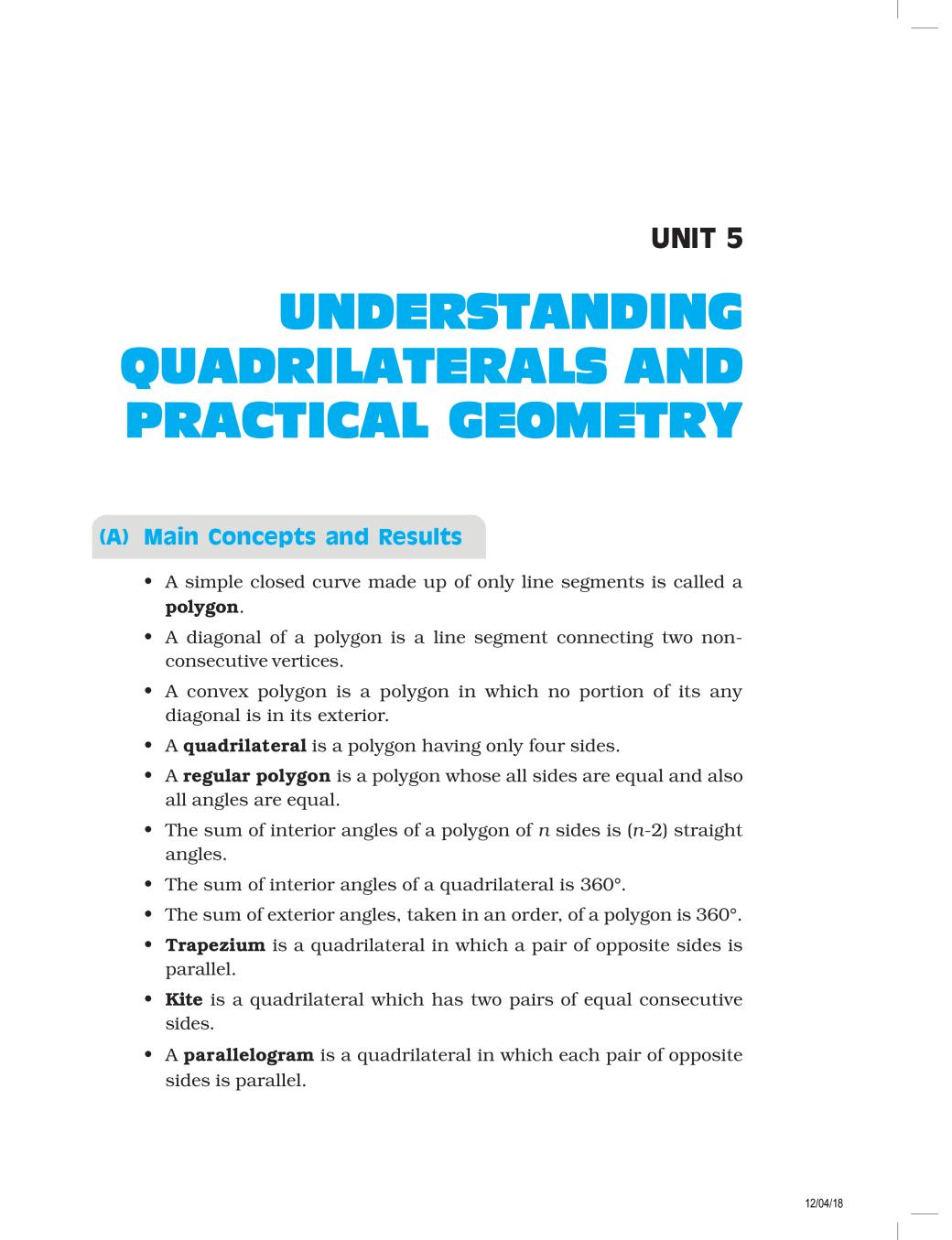 NCERT Exemplar Class 08 Maths Unit 5 Understanding Quadrilaterals Practical Geometry - Page 1