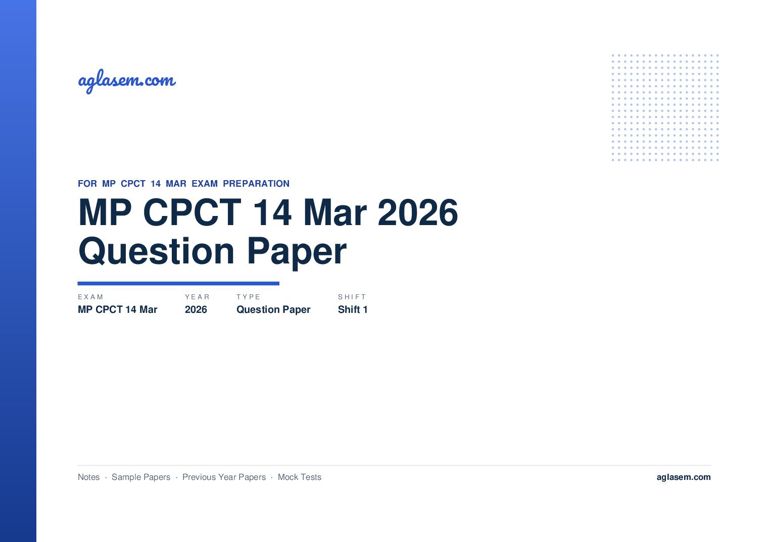 MP CPCT 14 Mar 2026 Question Paper Shift 1 - Page 1 of 57