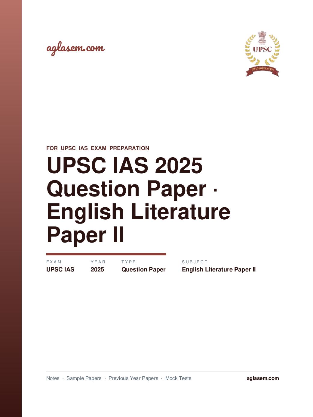 UPSC IAS 2025 Question Paper for English Literature Paper II - Page 1 of 5