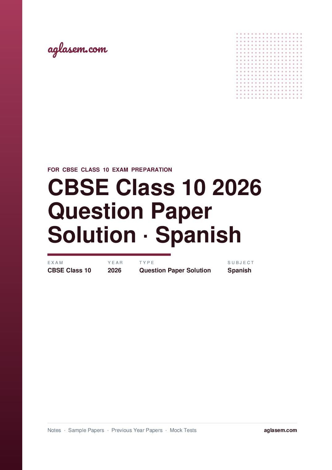 CBSE Class 10 Question Paper 2026 Solution Spanish - Page 1 of 6