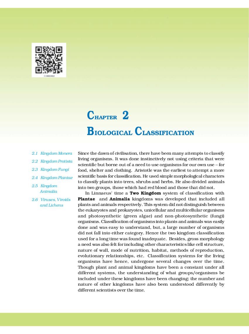 NCERT Book Class 11 Biology Chapter 2 Biological Classification - Page 1