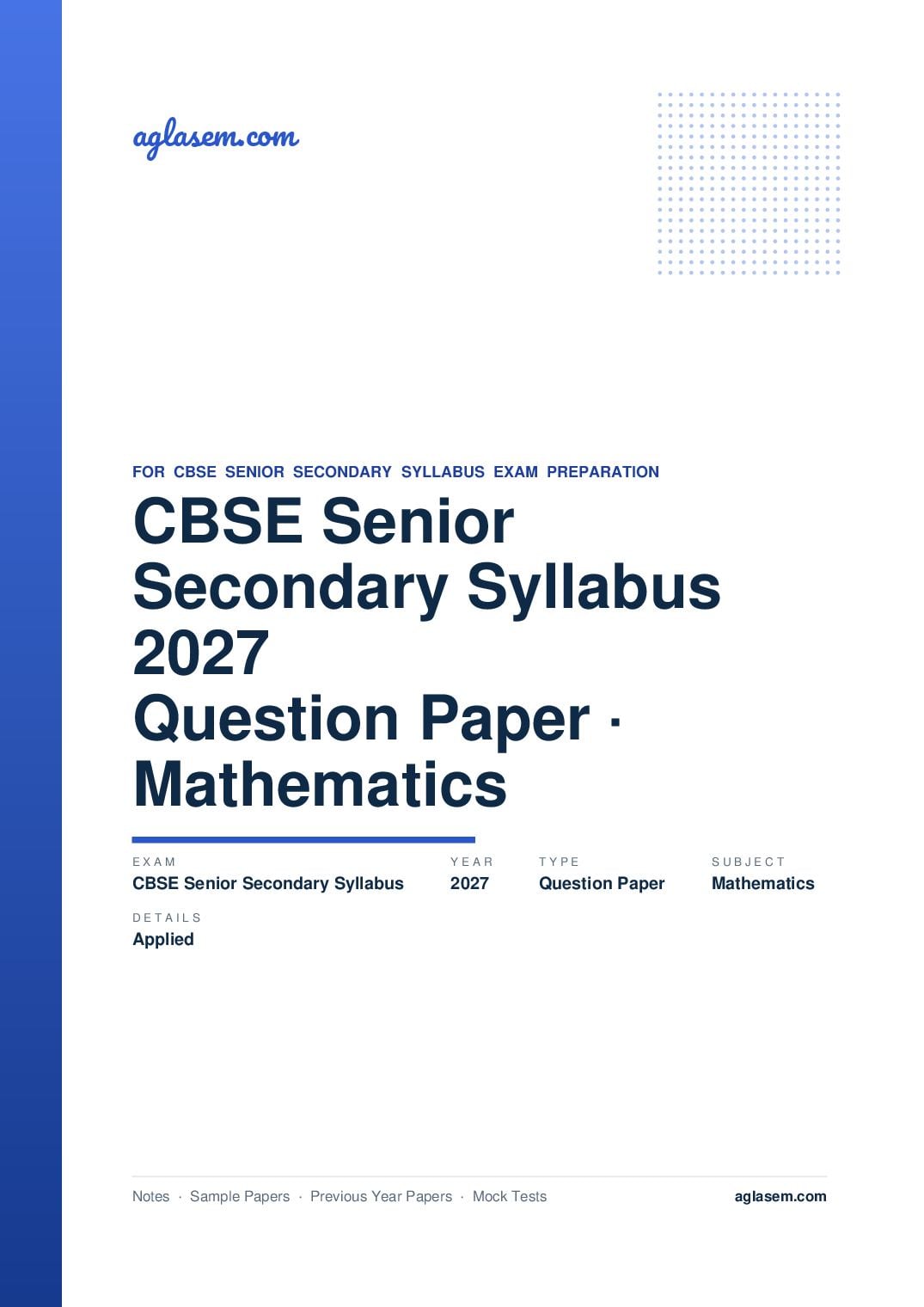 CBSE Senior Secondary Syllabus 2027 Applied Mathematics - Page 1 of 20