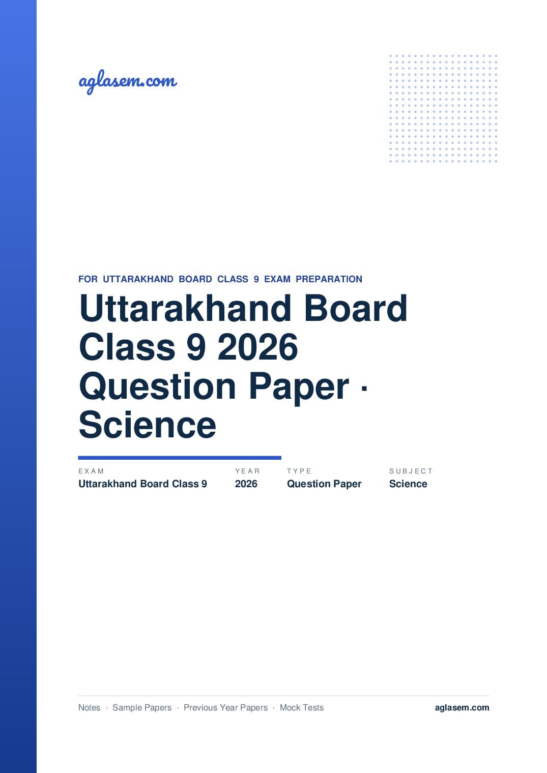 Uttarakhand Board Class 9 Question Paper 2026 Science - Page 1 of 5