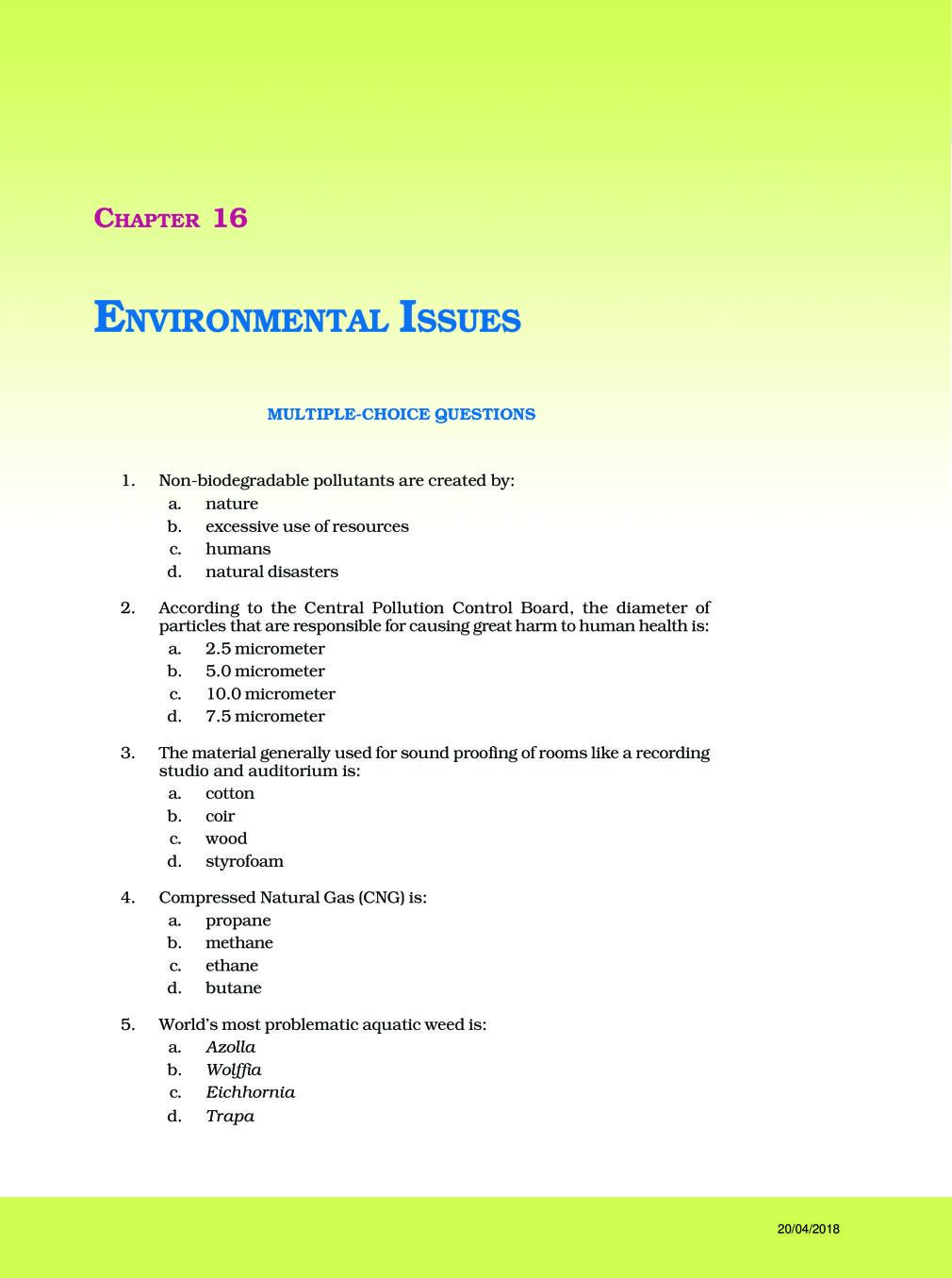 NCERT Exemplar Class 12 Biology Unit 16 Environmental issues - Page 1