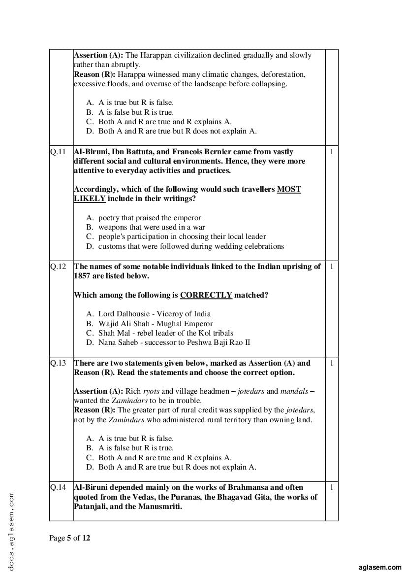 Class 12 History Sample Paper 2023 | Download 12th Board Practice ...