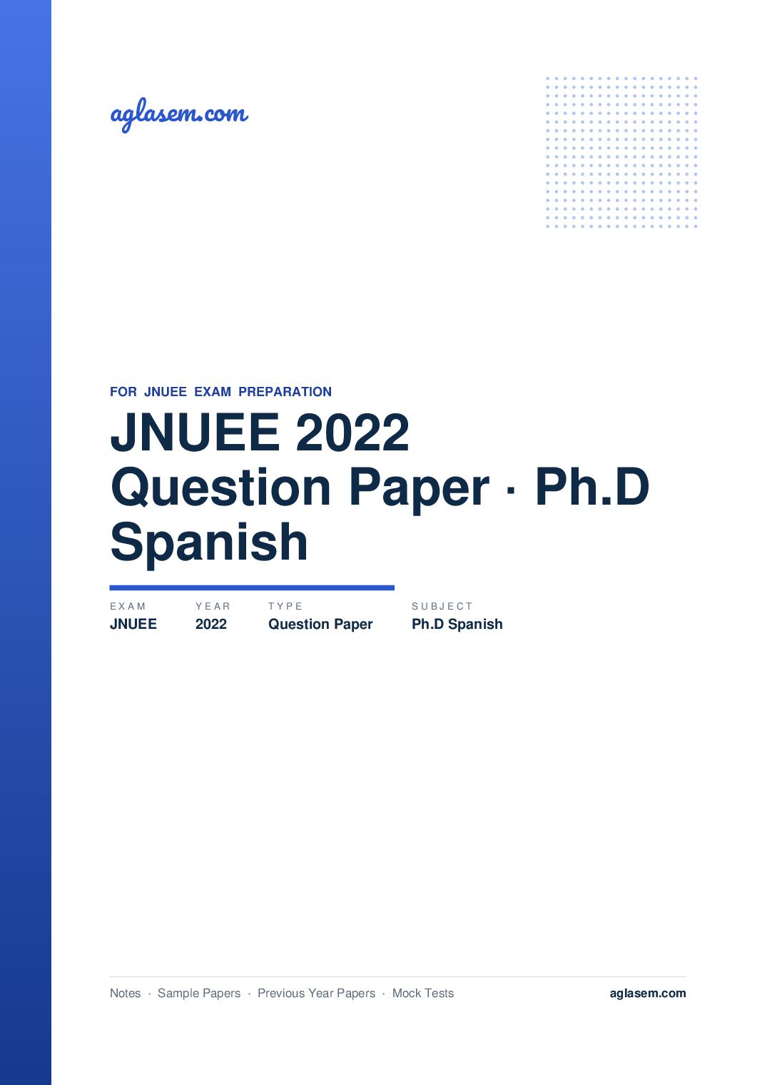 JNUEE 2022 Question Paper Ph.D Spanish - Page 1 of 67