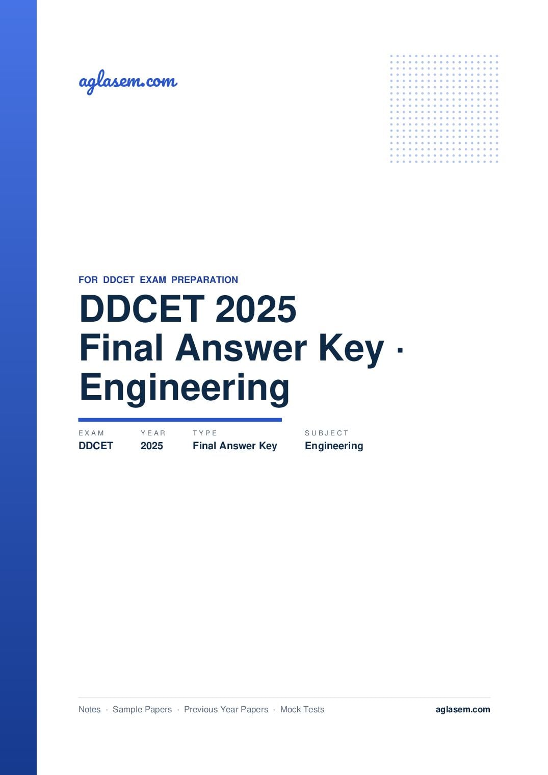 DDCET 2025 Answer Key (Final) Engineering - Page 1 of 5