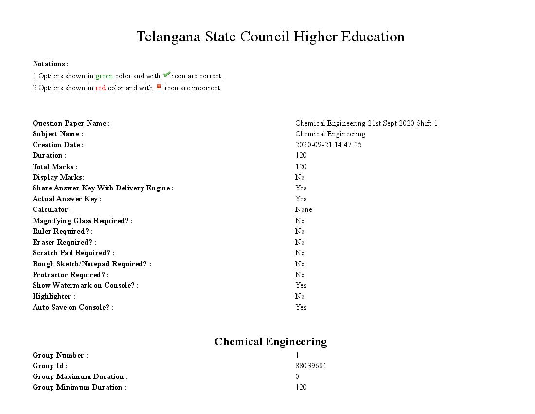 TS PGECET 2020 Question Paper for Chemical Engineering - Page 1