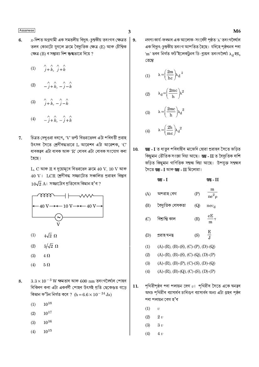 NEET 2021 Question Paper in Assamese