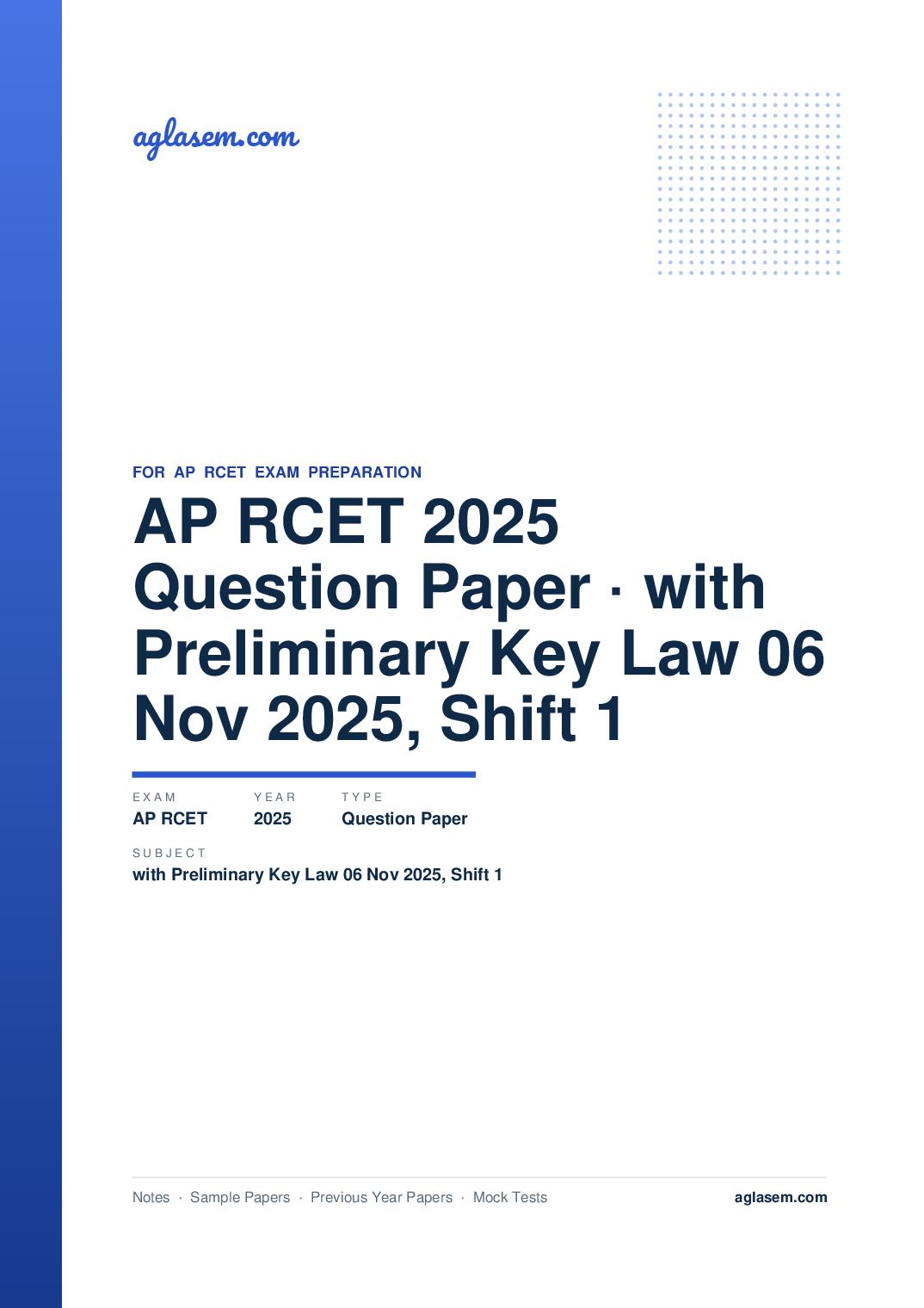 AP RCET 2025 Question Paper with Preliminary Key Law 06 Nov 2025, Shift 1 - Page 1 of 71