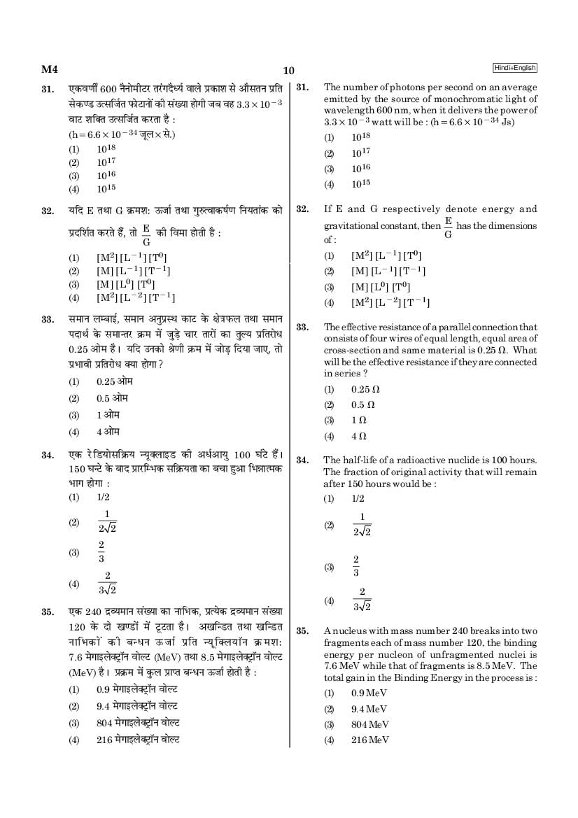 NEET 2021 Question Paper (Official Released) - PDF Download in Hindi ...