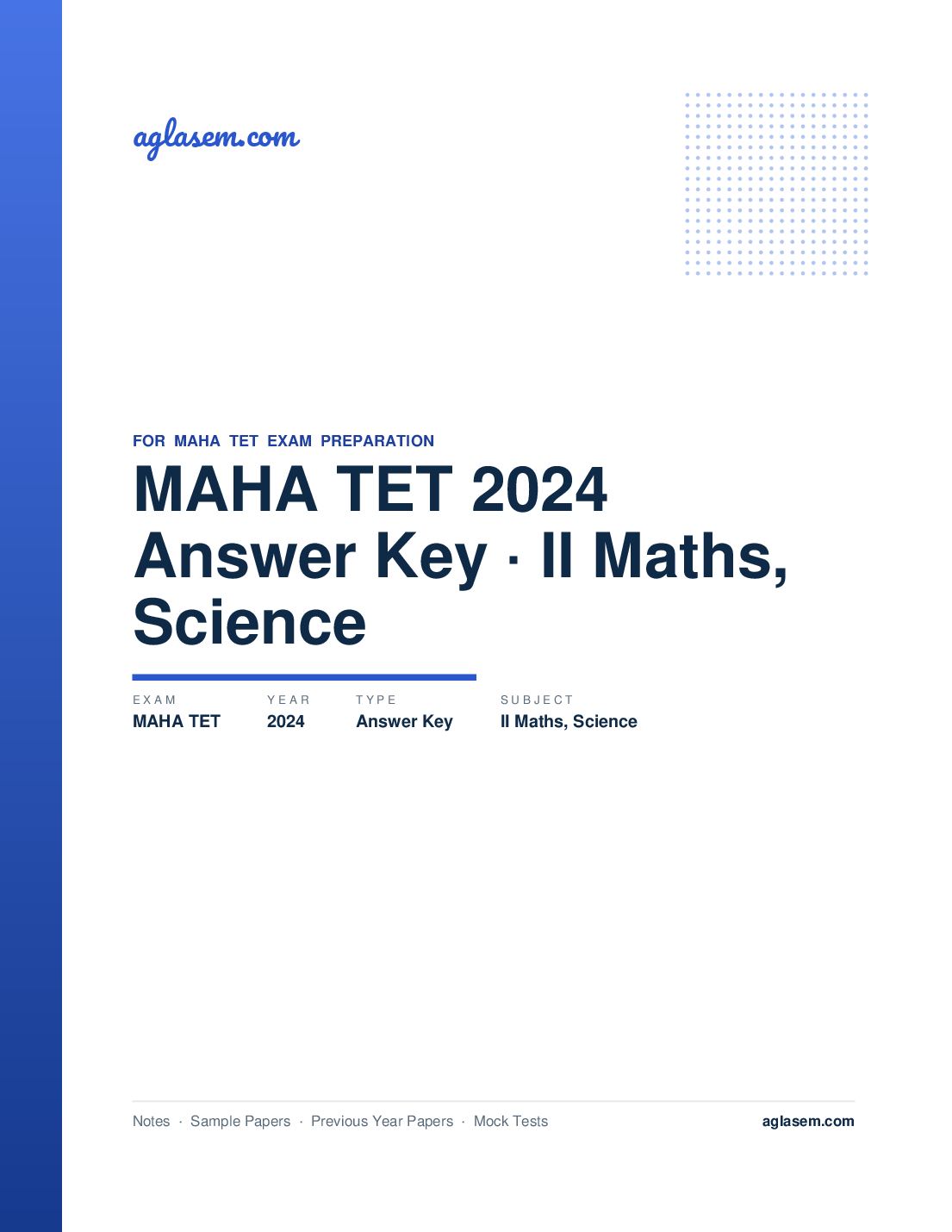 MAHA TET 2024 Answer Key II Maths & Science - Page 1 of 3