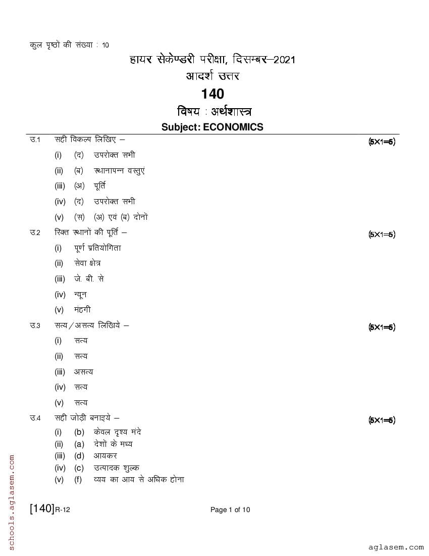Ruk Jana Nahi Class 12 Question Paper 2021 Economics - Page 1