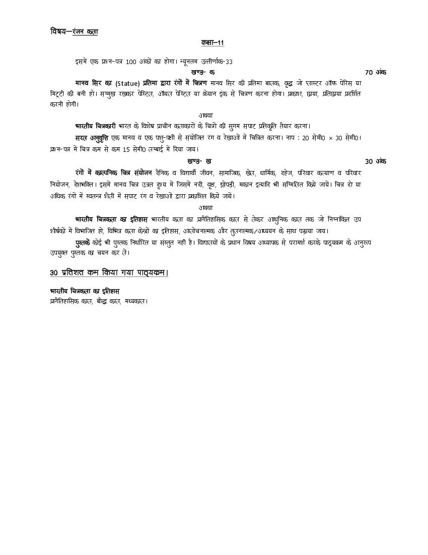 UP Board Class 11 Syllabus 2023 Ranjan Kala - Page 1
