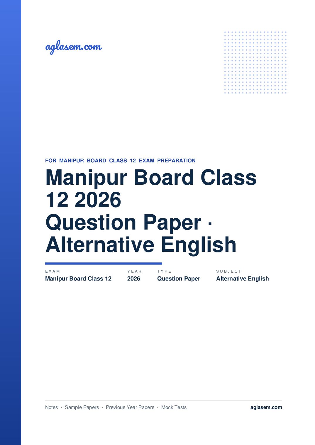 Manipur Board Class 12 Question Paper 2026 for Alternative English - Page 1 of 11