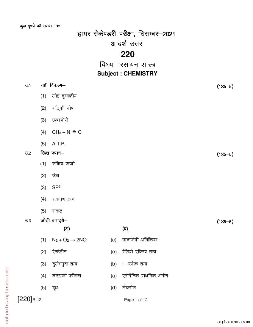 Ruk Jana Nahi Class 12 Question Paper 2021 Chemistry - Page 1