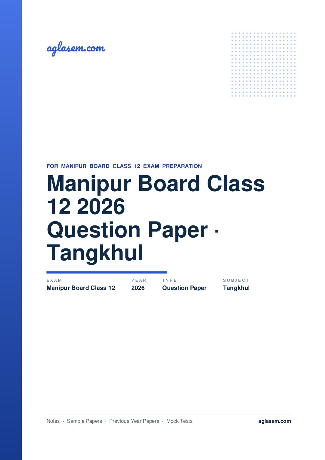 Manipur Board Class 12 Question Paper 2026 for Tangkhul - Page 1 of 8