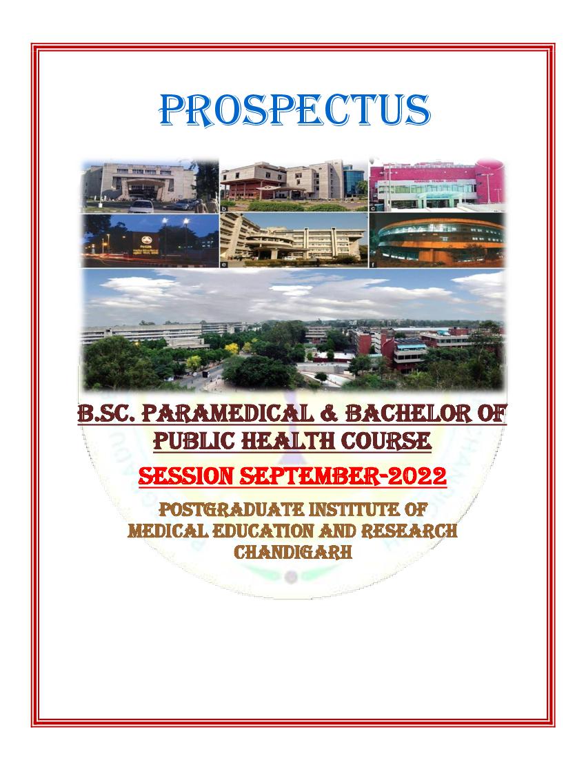 PGIMER Paramedical Admission 2022 Prospectus - Page 1