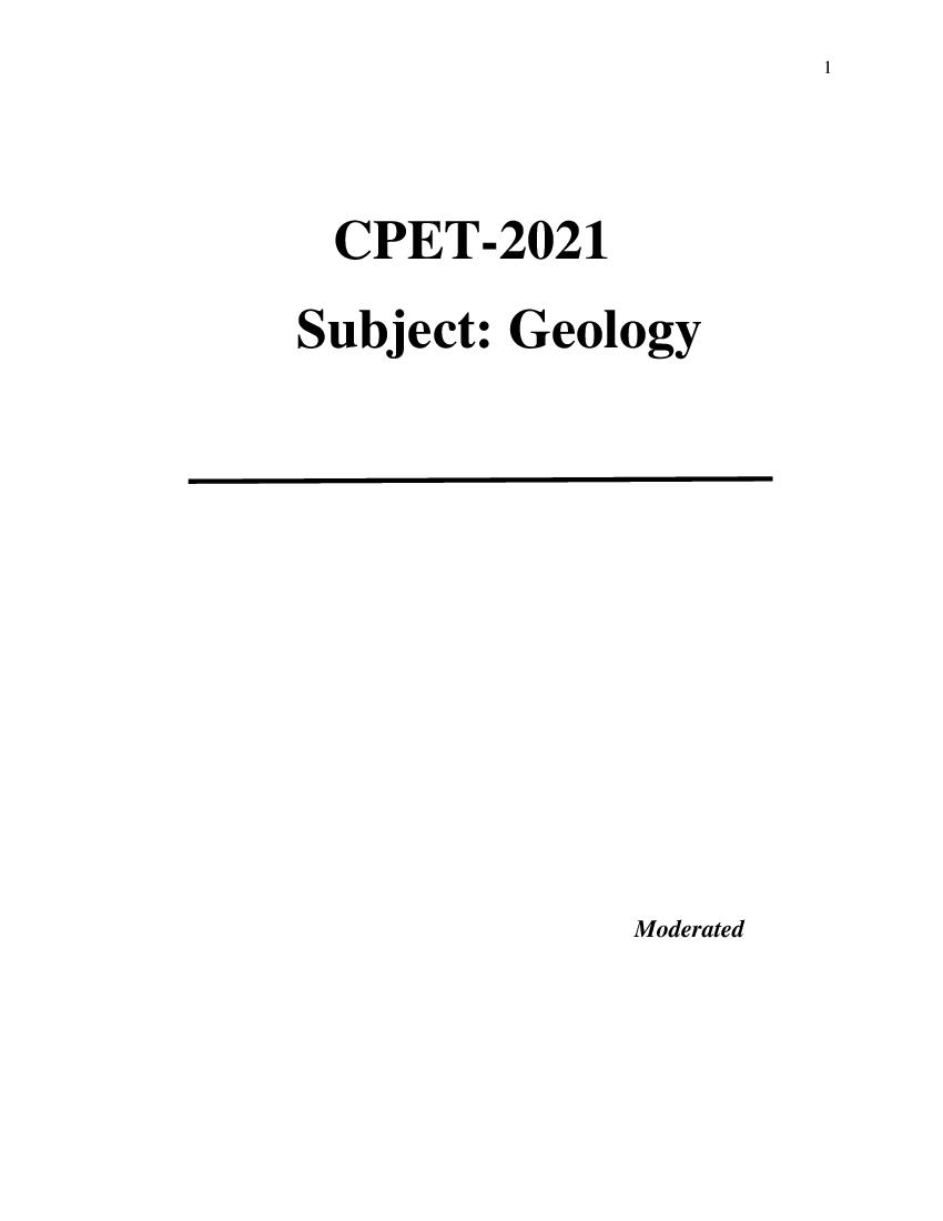 Odisha CPET 2021 Question Paper Geology - Page 1