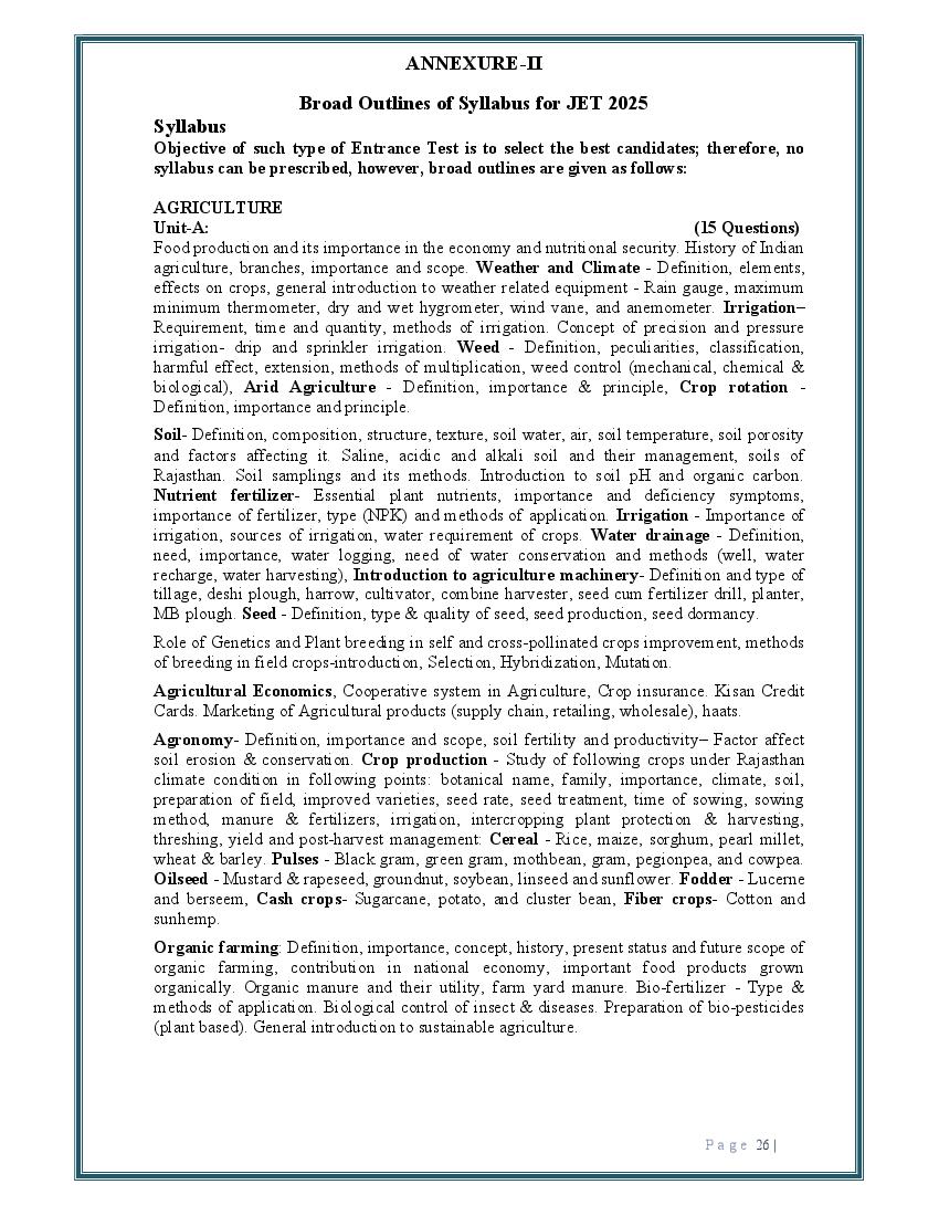 Rajasthan JET 2025 Syllabus - Page 1 of 15